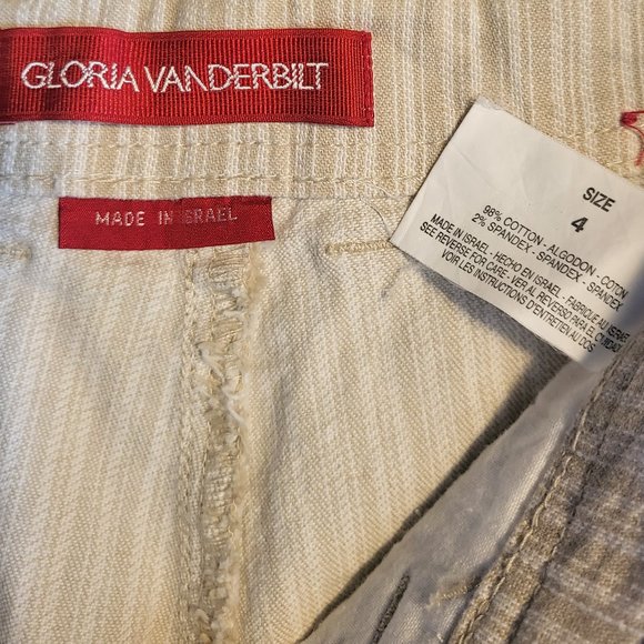 GLORIA VANDERBILT Women Size 4 Tan & White Pinstripe Capris Pants, GUC - Picture 13 of 14